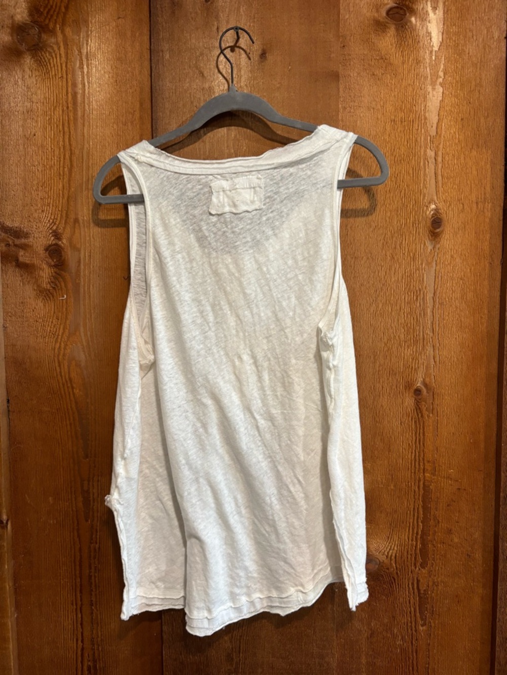 We The Free Love Language Slub White Henley Tank - Women's Sleeveless Top - Picture 2 of 3